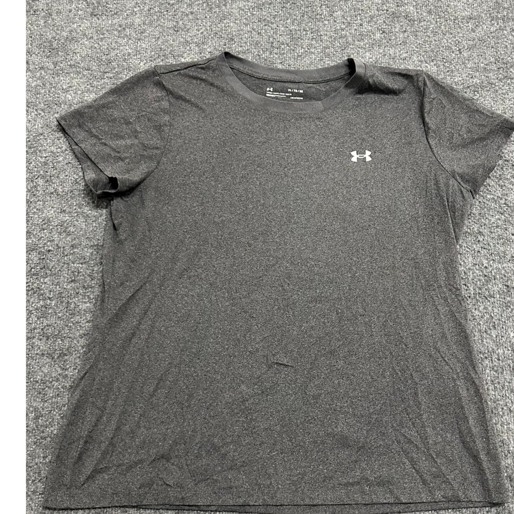 Under Armour Shirt Womens Size XL Gray HeatGear Loose Fit Short Sleeve Athletic